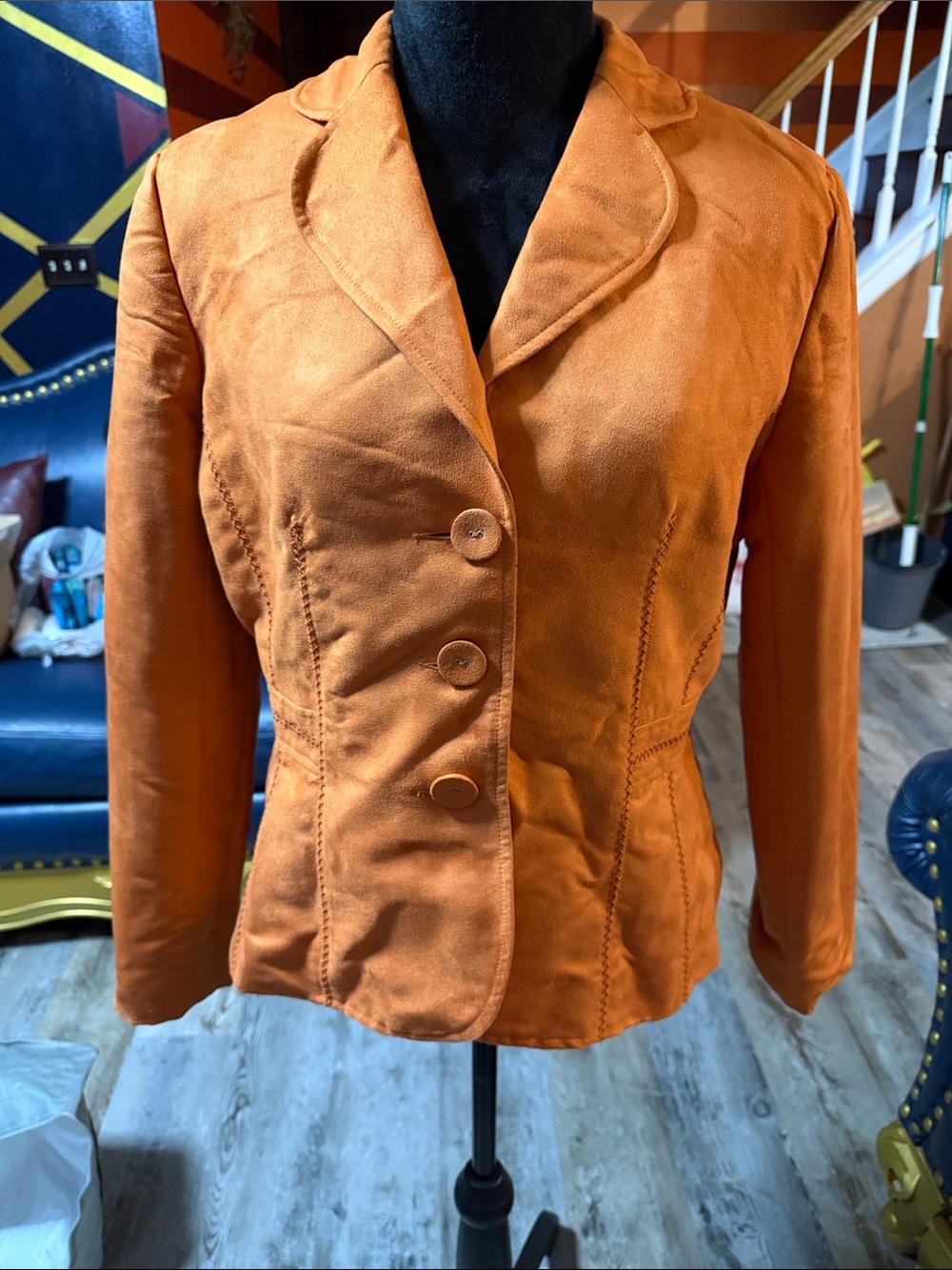 Acorn Women's Orange Tailored Button-Front Jacket